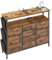 hitsuki Commode TV et banc TV en bois - Buffet TV bas - Meuble TV pour salon avec éclairage LED et 10 tiroirs - Design bois/métal/vintage/industriel - 110 x 30 x 85 cm