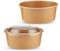 CHEF ROYALE 50x 750ml Kraft Salad Paper Bowls with Lids - Disposable Takeaway Bowls for Hot/Cold Food - Leakproof Soup Containers - Carboard Packaging Bowls