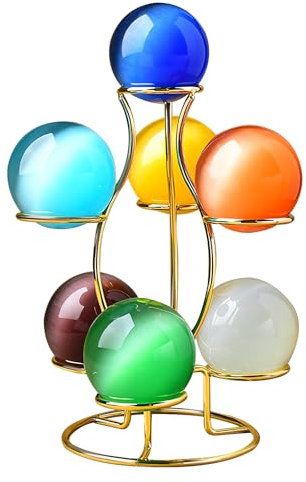 sporful Kristallkugel-Metallhalter, Präsentationsständer für 7 Kugeln, Vitrine, Schreibtisch, Bücherregal, Mittelstück
