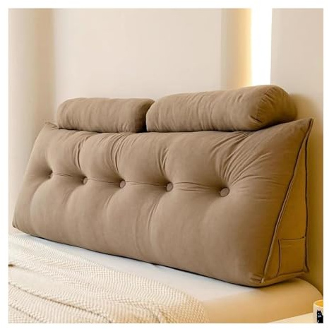 OBABO Bett Rückenkissen mit Nackenrollenkissen, Bequemes Groß Lesekissen für Bett und Sofa, Keilkissen mit waschbarem Bezug, Kissen Bett Rückenkissen Lesekissen für Bett Rückenlehne,Brown-2M