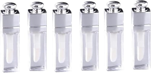 6 Pcs 3ml Empty Lip Gloss Tubes Containers Clear Refillable Lip Balm Bottles Transparent Mini Lipstick Containers for DIY Makeup Lip Gloss Makeup