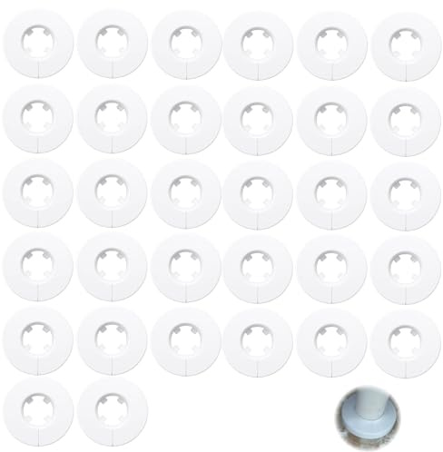 32 Stück Rosetten Für Heizkörperrohre, Heizungsrohr Abdeckung, Rohrabdeckung Für Fußboden, Heizkörper Rosette 14-16mm, Verkleidung Zum Schutz Und Dekoration, weiss (14-16mm)