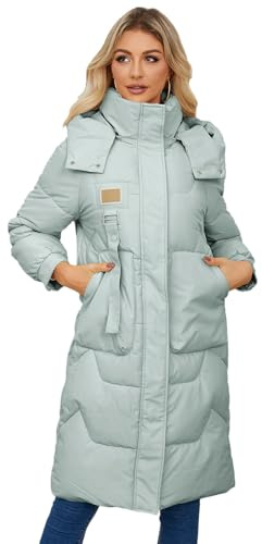 aromm Women's Long Winter Puffer Coat Hooded Zip Up Warm Padded Jacket with Pocket
