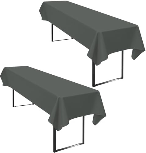 2 Stück Tischdecke Bierzeltgarnitur 100 x 250cm Dunkelgrau Biertischdecke für 50-70 cm Tischbreite, Polyester wasserdichte & Wiederverwendbar Biertisch Tischdecken für Biertischgarnitur