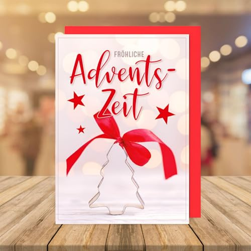 Michel Verlag Adventskarte FRÖHLICHE ADVENTSZEIT | edle Klappkarte 17x12cm, inkl. Umschlag | Premium Adventsgrußkarte | festliche Karte für Familie & Freunde zum Advent | Made in Germany
