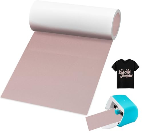 YushengTai Circut Joy Smart Iron On Oro Rosa, 14 cm × 300 cm Rollo Vinilo Termoadhesivo de PU para Textil, Sin Tapete de Corte, HTV Vinilo Textil Termoadhesivo para Circut Joy, T-Shirt (Oro Rosa)