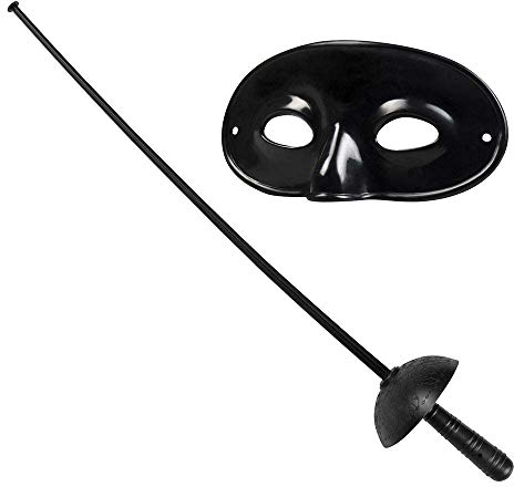 Boland 00692 - Kostüm-Set Bandit, 2-teilig, Schwarz, Degen (60 cm) und Augenmaske, Rächer, Kämpfer, Accessoire, Kostüm, Karneval, Mottoparty