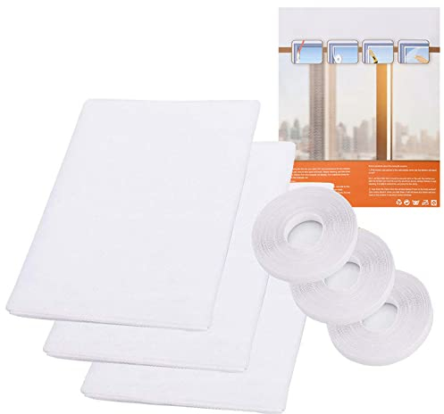 3Pcs Zanzariera Finestra Zanzariera per Finestra(1.5m*1.3m Adesiva), Protezione per le zanzare insetto ape, Net della finestra, Zanzariera a rete, 3 Nastro, largo 10 mm, Bianco