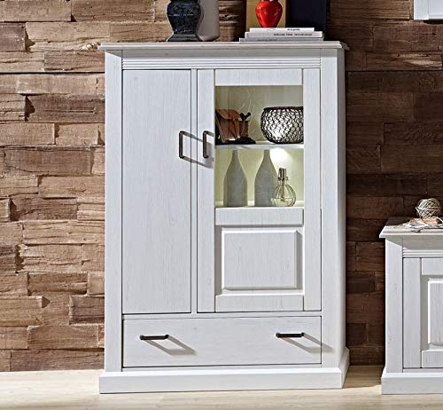 Froschkönig24 Lima Vitrine montiert Pinie hell/Taupe