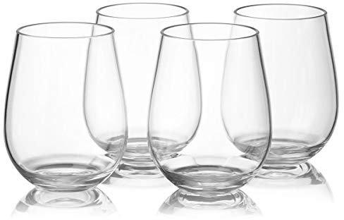Ancoree 100% Tritan Inastillable Vino Vasos 450LM Irrompibles Sin Pie Vino Vasos-BPA&EA Cristal Libre Claro-Dishwasherable-Cristalería de Copas-Bar Reutilizable Tritan Partido (Juego de 4)