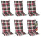 Beautissu 6er Set Sunny RK Hochlehner Auflagen Set für Gartenstühle 120x50 cm Polster in Rot Kariert - Bequeme Gartenstuhl Stuhlkissen Polsterauflagen mit UV-Lichtecht