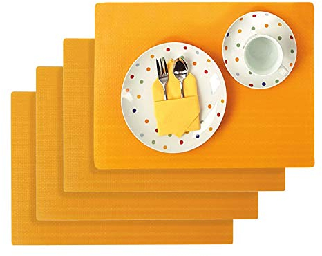 Westmark Tischsets/Platzsets, 4 Stück, 45 x 32,5 cm, Polypropylen, Lebensmittelecht, Abwischbar, Gelb/Sonnengelb, Saleen Edition: Coolorista