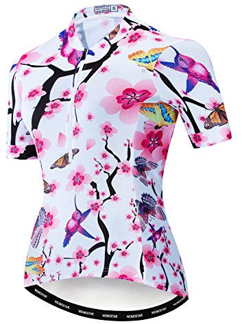 Fahrradtrikot für Damen, halber Reißverschluss, kurze Ärmel, Pro Team MTB Fahrrad Trikot Tops - Violett - M (Brust 84/91 cm)