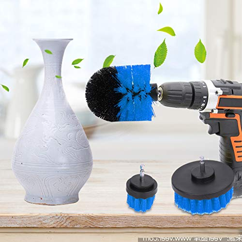 Bohrmaschine Bürstenaufsatz Bohrbürsten Befestigung Scrubber Reinigung Kit zum Reinigen der Autodusche Fliesenräder Teppichmörtel Polster 2PCS (Blau)