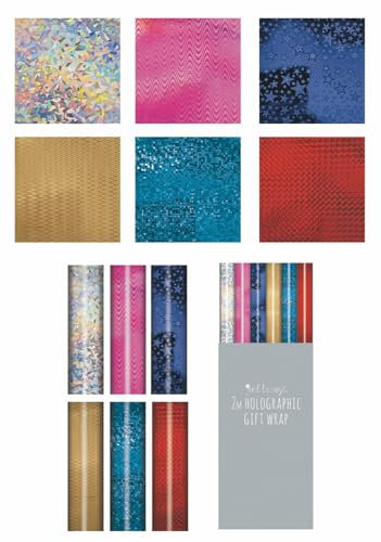 Set Of 4 Sparkling Holographic Gift Wrapping Paper Roll any Shiny Foil Party Roll Paper Wedding BirthdayValentine's Day, Christmas Bag Present Craft Art Decoration Wrapping Paper Roll Size 2m x 70Cm