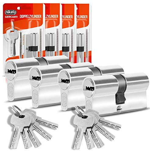 GERCAR Profilzylinder Schließzylinder Zylinderschloss 30/30 Doppelzylinder Türschloss - inkl. 10 Schlüssel - Gleichschließend 4er Set - Länge: 60mm, A:30 B:30-4er Set