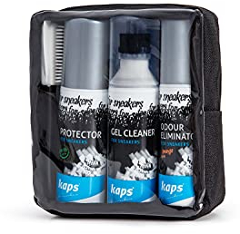 Kaps Kit de nettoyage de voyage pour baskets, kit complet de nettoyage et d'entretien des baskets, kit d'entretien des chaussures pour baskets, kit de nettoyage des chaussures avec sac de voyage
