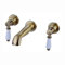 ENKI, Downton, BT0805, Antique Brass, Wall Mounted Basin Mixer Tap, 3 Hole, Traditional White Ceramic Twin Levers, Solid Brass Mixer Taps for Bathroom, Easy to Install, 10-Year Guarantee
