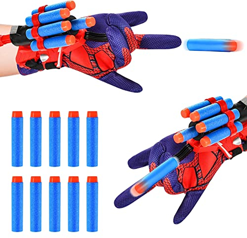 Lot de 2 Gant de Lanceur Spiderm, Gant de Lanceur pour Spiderm Jouets de Poignet Lanceur de Héros Gant de Cosplay en Plastique pour Enfants Jouets de Poignet de Lanceur d'araignée(B)