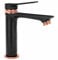 Rea Waschtischarmatur VIRAL BLACK/ROSE GOLD LOW Wasserhahn Bad Badarmatur aus Messing Armatur für Waschbecken Badezimmer Mischbatterie Waschbecken Einhebel (Schwarz Rosegold)