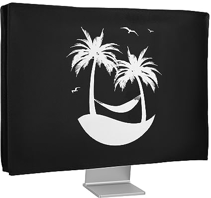 kwmobile Computer Monitor Cover Compatible with 20-22 monitor - Relax in hammock Black/White