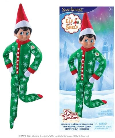 The Elf on the Shelf® Claus Couture® Onesie | Einteiliger Schlafanzug mit Schneeflockenmuster | Scout Elf Outfit