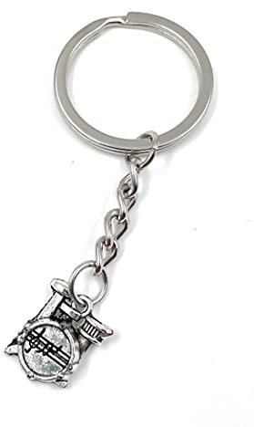 Onwomania Schlagzeug Trommel Instrument Schlüsselanhänger Metall Glücksbringer in Alu Geschenkbox, ideal zum Verschenken