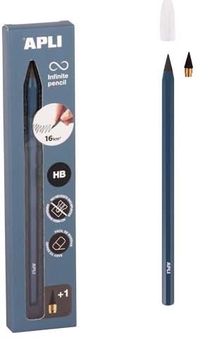 APLI 19800 - Unendlichkeitsstift mit blauem Körper, Ewiger Bleistift ohne Tinte mit Nachfüllmine