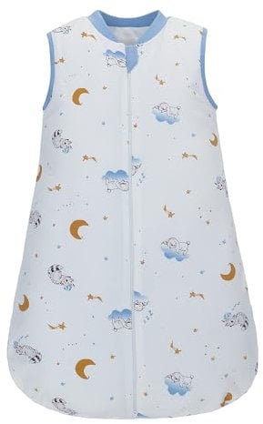 Baby Schlafsack Winter 2.5 TOG ärmellos Warm Baby Winterschlafsack Weich Babyschlafsack Neugeborene 0-18 Monaten (Blau, L/6-18M)