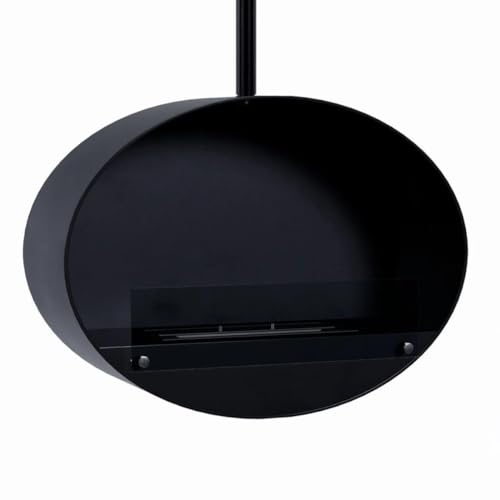 Halifax Ethanol Hängekamin, Schwarz, 80 cm, Brenndauer bis zu 7 Stunden, Deckenstange von 1 Meter, optionale Verlängerung verfügbar, 2,2 kW.