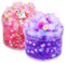 2 Pack Jelly Cube Crunchy Slime, Clear Slime for Girls Boys, Jelly Cube Slime Kit, Non Sticky Water Slime Stress Relief Toy, for Kids Party Favours, School Education and Birthday Gift (Purple & Pink)