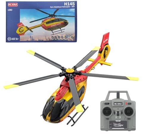 BlocteckToy Hélicoptères RC pour adultes, C190 Échelle 1/30 H145 Hélicoptère 2,4 G 6 CH Modèle d'avion volant gyroscopique à rotor unique avec positionnement du flux optique (version RTF)
