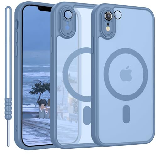 YUANDMI iPhone XR Hülle mit MagSafe, Magnetisch Dünn Matte Touch Kameraschutz, Anti-Gelb rutschfest Kratzfest Schutz Stoßfest Hülle für iPhone XR Hell Blau