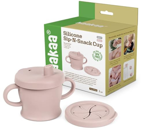haakaa Tasse Sip-N-Snack en silicone, tasse sippy et récipient à collations pour enfants 2 en 1 à l'épreuve de la goutte, tasse en silicone alimentaire sans BPA pour enfants à partir de 6 mois (rouge)
