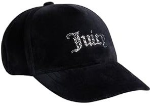 Juicy Couture Damen Veronica Baseball Cap-verstellbare Kappe aus Velour mit Glamour Applikationen Baseballkappe, Black, One Size