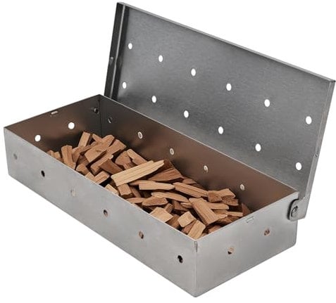 2pcs Stainless Steel Smoker Box for Gas Grill, Optimized Airflow Control For Consistent Smoking, Wood Chip Smoker Box with Hinged Lid