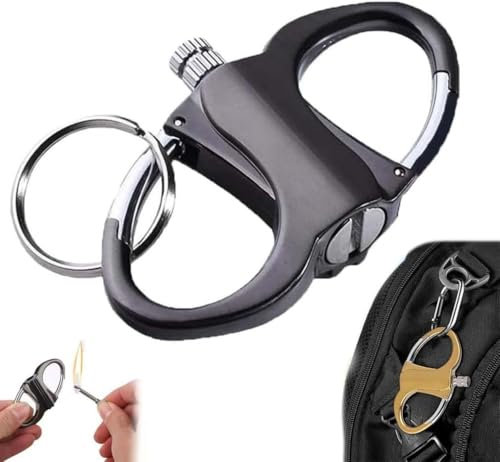 Keychain Lighter Match Strike, Schlüsselanhänger-Feuerzeug, FeuerstarterEwiges Streichholz Feuerzeug mit Schlüsselanhänger-Schlüsselring, Metall Schlüsselanhänger(Schwarz)