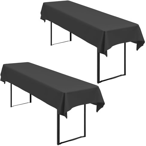 2 Stück Biertischdecken Dunkelgrau Biertisch Cover Universell für 50 cm und 70 cm Biertisch, wasserdichte Tischdecke Waschbar Polyester 250 x 100 cm Tischdecken Für Garten, Terrasse, Partys im Freien