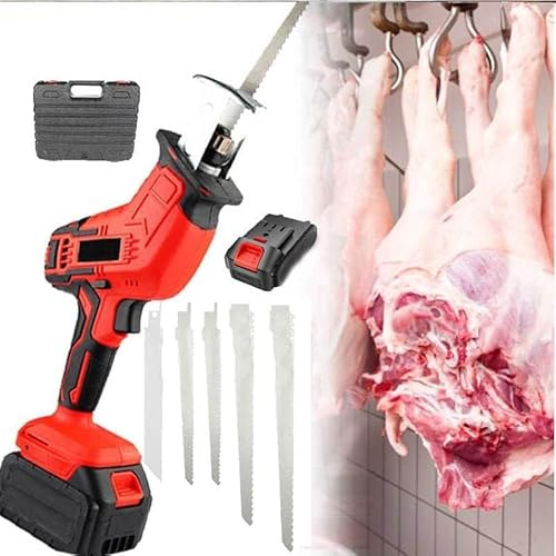 Seghetto Alternativo Professionale Senza Fili, Sega Elettrica Per Carne E Ossa Per Il Taglio Di Legno/carne/ossa, Sega Elettrica Senza Fili Con 4 Lame E Scatola Portaoggetti, Illuminazione A LED