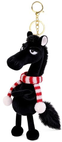 Yikki Schlüsselanhänger Pferd 2026 Glücksbringer Maskottchen Schlüsselanhänger Plüsch Pferde Anhänger für Taschen Handtasche Geschenke für Pferdeliebhaber (Schwarz)