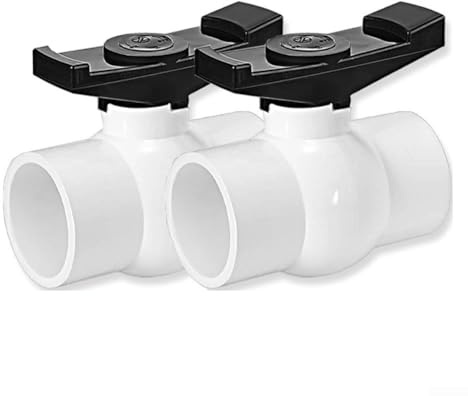 PVC Ball Valve, 1-1/2 inch 150 PSI 2-Pack Full-Flow with Double Socket Port for Swimming Pools and Sewage Systems
