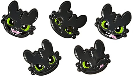 Elbenwald Drachenzähmen leicht gemacht - 5er Set Pins Ohnezahn Emotionen Butterfly-Verschluss 3,3 x 0,3 x 3 cm Zinklegierung