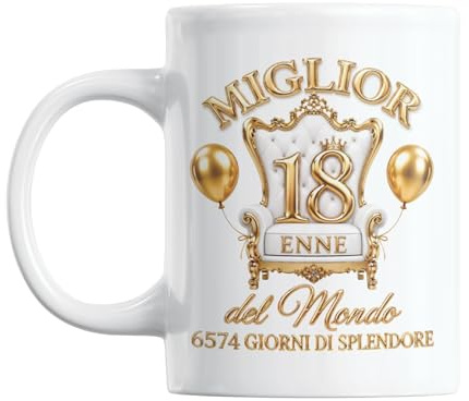 Gesar Tazza Regalo Donna e Uomo per Compleanno 18 Anni – diciottesimo – idee regalo 18 anni – diciott’anni – MIGLIOR 18ENNE DEL MONDO – tazza simpatica – Regali per diciottenni