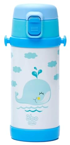 Irisana - Botella de Agua de Acero Inoxidable - 320 ml - Azul - 7,2 x 7,2 x 19 cm - Garrafa Infantil - Ideal Bebidas Calientes y Frías - Colección Bbo