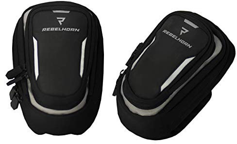 REBELHORN Hip II Motorrad Beintasche Beinbeutel Hüfttasche | Textil | Automatische Reißverschlüsse | Wasserfest | Neopren Telefonfach | Silikon Griffsystem | Reflektierende Einsätze | Größe S