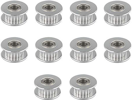 QitinDasen 10Pcs Premium Aluminium GT2 Idler Pulley, 20 Zähne 5mm Innere Bohrung GT2 Riemenscheiben, für 3D-Drucker 6mm Breite Zahnriemen