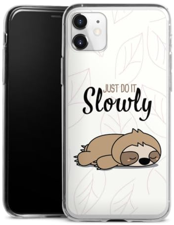 Slim Case extra dünn kompatibel mit Apple iPhone 11 Silikon Handyhülle transparent Hülle Tiere Faultier Lazy Sunday