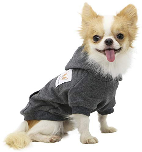 Lophipets Hunde-Kapuzenpullover Hundejacke Hundekleidung aus Baumwolle, für kleine Hunde, Chihuahua, Welpen, für kaltes Wetter, Anthrazit/S