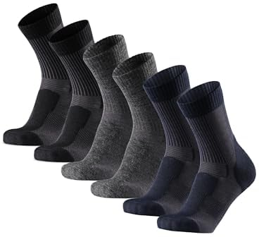 DANISH ENDURANCE Walking Socks Merino Wool Lightweight, Hiking Socks, for Men & Women, 3 Pack, Multicolour (1x Black, 1x Grey, 1x Navy), 9-12
