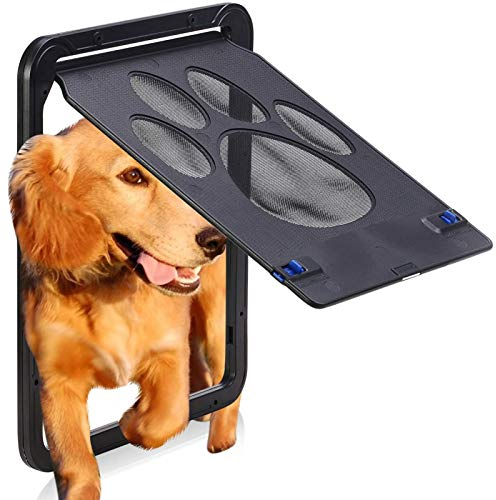 Porta per Gatti HUA Porta per Animali Domestici/Gattaiola con Chiusura A 2 Vie, Porta A Ribalta Trasparente di Entrata E Uscita Libera per Porta Zanzariera, 2 Misure (Size : Large)